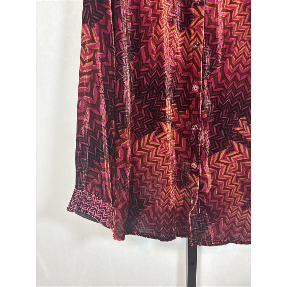 Johnny Was Belle Velvet Oversized Shirt Womens XL Colorful Button Up Silk Blend - Picture 4 of 11